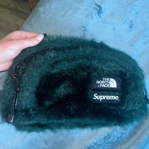 green fuzzy limited edition Supreme X Northface Crossbody/ Fanny Pack